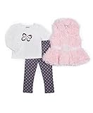 Little Lass Baby Girl 3-pc Fauxファーベスト&レギンスセット、Blush カラー: マルチカラー