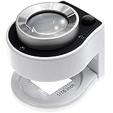 PhoenixLoupe LED 縞見ルーペ リネンテスター スタンドルーペ【倍率30倍】繊維の糸目の測定／2種類のめもり(0.5mm・1/16インチ単位) ／専用ケース付き＜長期保証45日間＞拡大鏡 (ホワイト)