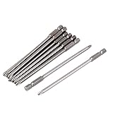 uxcell　 ねじ回しビット　120mm長　6mmシャンク　PH2　4.5mmの先端　マグネット　グレー　10個入り