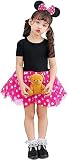 [ＡＷＯＮＧＡＨＩ] プリンセス 子供用 ミニー 風 大きいサイズ ドレス 水玉柄 キッズ ワンピース マウス アリス アリエル コスチュームドレス プリンセスドレス ハロウィン コスプレ (150, ローズ)