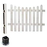 SINAPP ピケットフェンス 庭 目隠し 木製 U型 フェンス 連結セット SIK2295 平地用, ホワイト