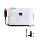 エアコンプレッサー　12V　小型　自動車　自転車　タイヤ空気入れ　ツール　ボール　浮き輪　レジャー用品　日本語取扱説明書付き（ホワイト）