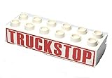 LEGO DUPLOホワイトレンガ2 x 6 with Red ' Truckstop ' with Borderパターンx1 Loose