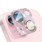 CeiBand ラインストーン カメラフィルム iPhone 15/iPhone 15 Plus 対応 レンズカバー カメラ保護 アルミ合金縁取り+強化ガラス】 キラキラ レンズ保護フィルム 高透過率 露出オーバー防止 全体保護 カメラ保護フィルム iPhone 15/iPhone 15 Plus 対応 （ピンク）