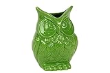 Benzara Beautiful & Spectacular Ceramic Owl Vase, Small, Green [並行輸入品]