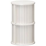 白井産業【SHIRAI】蛇腹扉の円筒型収納 整理棚 ねこ家具 チャモス ホワイト 白 幅約37cm 高さ約62cm CMO-6035JWH
