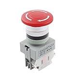 uxcell プッシュボタンスイッチ　キノコ状ヘッド　パネル　レッドボタン　23mm直径 SPST