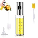 Lapakey料理用 調理用オイルスプレー - 調理用オイルミスター噴霧器ボトル 、ガラスオイルスプレーボトル、エアフライヤー用オイルスプレー 噴霧器 油容器 100ml 食卓用/家庭用/調理用/料理用 オリーブオイル サラダオイル 調味料 醤油 お酢 (100ml（スケール＋ブラシ付き）)
