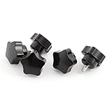 uxcell ねじノブ 星型 スター型のヘッド ねじタイプ クランプねじ ブラック ネジの長さ10mm ネジ径6mm 5個入り