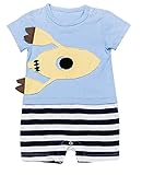 （ワボーズ） Waboatsベビー夏の可愛いストライプ　綿 ロンパース 半袖 カジュアル カバーオール ベビーロンパース ベビーカバーオール 3月-1歳6月 ライトブルー 12-18m