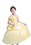 プリンセスなりきり フォーマルドレス 　お姫様ドレス 女の子 キッズドレス　ベル ワンピース＋王冠＋杖 (140サイズ)