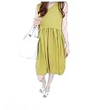 Spinas(スピナス) レディース マタニティ ウェア ワンピース 肩出し ノースリーブ 授乳 口 丸首 シンプル 大人 かわいい 夏 楽 ふんわり フレア ひざ丈 ミモレ丈 グリーン ブルー (M