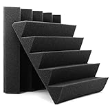 ウェッジ 吸音材 防音騒音吸音対策 緩衝吸音材質ウレタン スポンジ 25cm×25cm 厚さ約5cm (12枚, 黒)