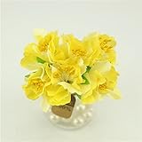 60pcs /ロットミニシルク人工ローズブーケウェディングデコレーションHydrangea Flower for DIYスクラップブックFakeボールFloresボール One Size イエロー S
