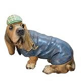 コミックドッグシリーズ (バセットメガネハンチング) 人間のような愛らしい表情 犬の置物 かわいいデザイン 樹脂で屋外 オーナメント ガーデン ガーデニング雑貨 おしゃれアニマル