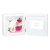 贈り物セット 名入れレリーフセット プリザーブドフラワー クロック＆フォト ピンク