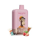 【WASPE 40000】使い捨て電子タバコ 40000回吸引可能 ス デュアルメッシュコイル Type-C充電 スマートLED ベイプ 爆煙 禁煙パイポ 20フレーバー 人気 タバコ味 ニコチンなし タール無し (40000回, グミベア＆ストロベリーコーラ)