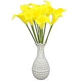 topixdeals PU花カラーリリー柄ブライダルウェディングブーケヘッドラテックスリアルタッチ( 12イエロー)