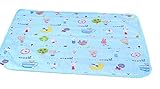 ベビー 赤ちゃん おむつ替えマット シート 可愛い 動物 50×68 (水色、ウサギさん)
