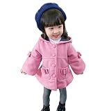 コート　トップス　100　キッズ　子供　女の子　ラシャコート　ロングセクションコート　秋　冬　帽子付き　長袖　ピンク [並行輸入品]