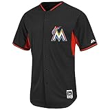 マジェスティックMiami Marlinsメンズブラック/オレンジCool Base Authentic BP Jerseyサイズ54