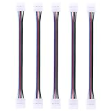 コネクタ 5pin LEDテープライトコネクタ LEDテープ 延長用ケーブル ライトストリップ用 12mm 5050/5630/5730 RGBW対応 長さ15cm IP20防水仕様 半田不要 使いや