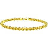 Nometo 925 Sterling Silver Rope Chain Bracelet 3mm4mm5mm Gold/Silver Bracelet for Men Women Silver Bracelet 6.5-9 Inches