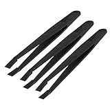 帯電防止耐磁フラットチップ黒いプラスチック製ピンセット（3ピース）、4.5" a13032100ux0030