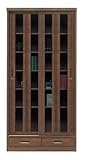 日本製 シック 幅90cm 書棚 リビング収納 キャビネット 完成品【開梱設置付き】 (ブラウン)