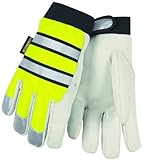 Memphis Glove 968L Luminator Grain Goatskin Leather High Visibility Men's Gloves with Adjustable Wri