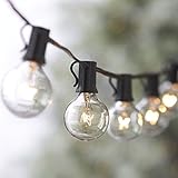 25 Foot G40 Globe String Lights With Bulbs - Black Wire - By Austin Light Co. - UL Listed. Indoor an