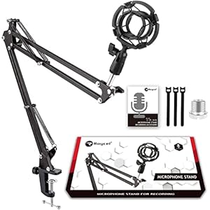 Roycel マイクスタンド マイクアーム コンデンサーマイク用 卓上マイクスタンド 実況 配信 収録 カラオケ (マイクスタンド単品) ブラック
