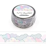 ワールドクラフト マスキングテープ キラキラクリアテープ レインボーオーロラ箔 幅20mm Cotton candy KCT20-020