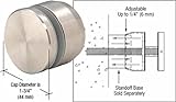 CRL Brushedステンレス調節可能な高さスタンドオフキャップfor 1 – 1 / 2 "ベース