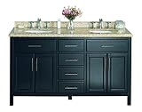 OveメルローDecors StainダブルVanity with GraniteカウンタとBacksplash WithホワイトBasin、60-inch by 21-inch
