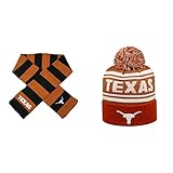 NCAAテキサスLonghorns Drivenビーニー帽子とストライプラグビースカーフ2パックバンドル