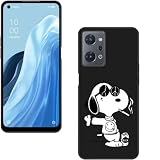ZKVK OPPO reno 7a ケース スヌーピー 保護カバー おっぽりの7a スマホケース 韓国 TPU スリム 軽量 衝撃吸収 ワイヤレス充電対応 ケース (スヌーピー A, OPPO Reno7A)
