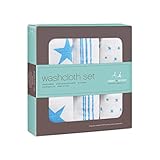 手ぬぐいセットは、1パック3青Fluro (Aden & Anais) (x 4) - Aden + Anais Washcloth Set, Fluro Blue 3 per pack (Pack 