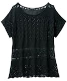 【 アウトレット 】 Angeliebe エンジェリーベ マタニティ レーシー ニット トップ 妊婦服 産前 産後 半袖 フリー ブラック