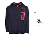 FCバルセロナZip Upジャケットフード付きネイビーフリースユースBoys Licensed &ステッカー