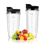 ジューサーカップ Nutri Ninja用 大容量 お手入れ簡単 交換用ブレンダーカップ ジューサーミキサー部品アクセサリー マグカップ ブレンダー交換 24オンス + 32オンス + 2* スパウトリッド [並行輸入品]
