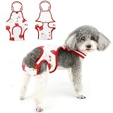 Ranphy 犬 オムツカバー 女の子 子犬 猫 おむつ サスペンダー付き 可愛い いちご柄 雌犬/小型犬/超小型犬/老犬用 犬の発情期/介護用 おむつカバー 生理パンツ サニタリーパンツ 犬服 感染を防ぐ 発情期用,レッド,S