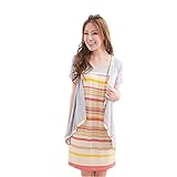 Lecpra (レクプラ) ライトカラー ボーダー ドッキング ワンピース マタニティ 授乳服 イエロー ピンク グレー ( M L ) 半袖 (M, 灰)