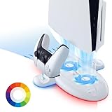 Orzero Newzerol【2023年新登場!】PS5 Slimに対応アクセサリー Play*Station PS5 Slim充電スタンド 充電ドック 過充電防止 Dualsenseコントローラー充電ドック Play*station 5 Slim本体スタンド 冷却機能搭載 RGB雰囲気ライト カラーモード調節可能ゲーミング多機能ステーション, ACZ578