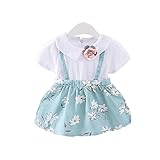 女の子の服 夏 ジッパーストラップドレス Pojour1-6歳キッズ用 子供かわいいブラウス 綿麻 通気 ブルー(90cm)