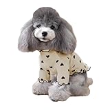 YBGGJO 犬服 ハートロングスリーブ 春夏 秋冬 犬の服 長袖 かわいい おしゃれ 猫 小型犬 中型犬 ペット用品 (ベージュ, S)