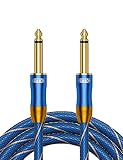 EMK ギター ケーブル 6.35mmギターシール 1.8M 1/4"標準プラグ オス-オス 【高耐久ナイロン&メタルコネクター】エレキギター/ベース/キーボード/アンプ/ドラム用-青 (1.8M, 青-S-S)