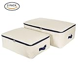 lifewitコットンキャンバスストレージバッグ折りたたみ式Underbedストレージバッグfor Comforters、毛布、寝具、布団、S + Lサイズ