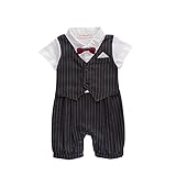 ALLAIBB ロンパース カバーオール スーツ 夏 半袖 フォマール 男の子 セレモニー ネクタイ size 80 (黒)