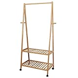 Songmics Multifuctional竹Garmentランドリーラック4コートフック2-tier Shoe服ストレージシェルフurcr52 N